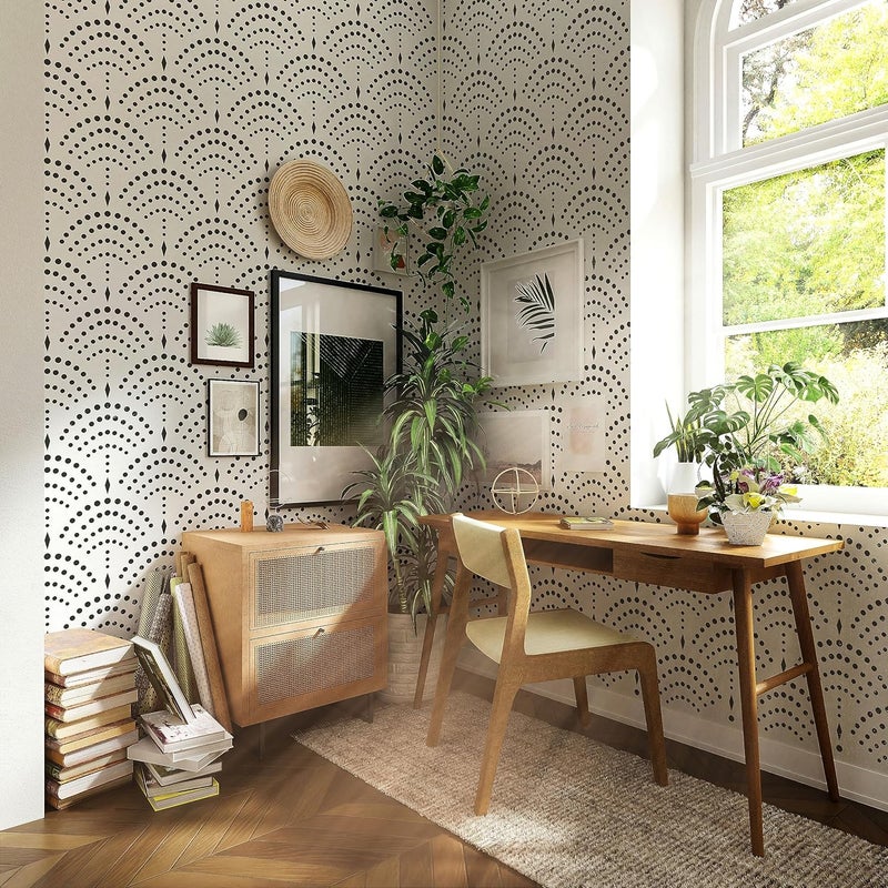 STENCILOGY ® / KARASU - 23.6" x 39.4" XL Wall Stencil, Vintage Sashiko Stencil, Large Allover Wall Stencils for Painting, Large Ethnic Geometric Wall Stencil - Image 3